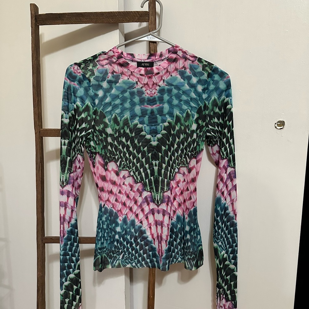 AFRM Pink and Green Long Sleeve Tee